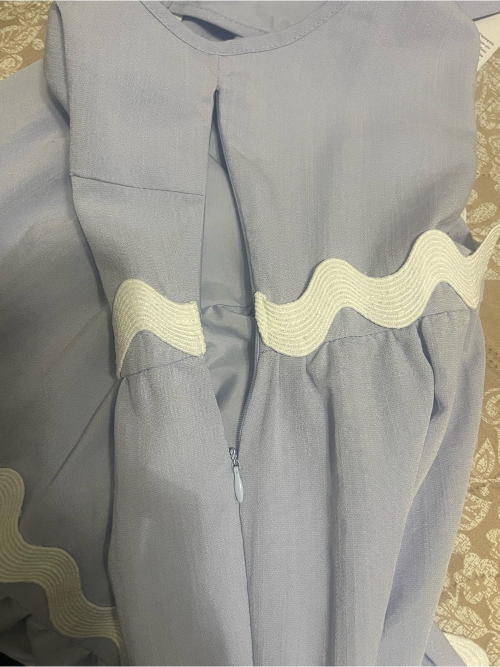 Sleeveless light blue Maxi Dress with White Scallop Trim - Picture 8 of 10